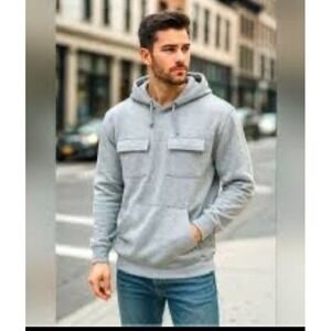 Nwt Mens‎ Reason Double Cargo Pocket Gray Hoodie Large Comfy